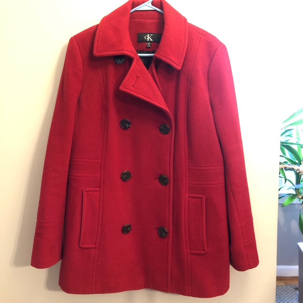 Red Calvin Klein Peacoat